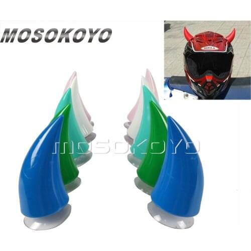 2 PCS Motorcycle Helmet Horn Devils Horn Capacete Sucker Horns Suction Cup Black Blue Green Red Orange Pink White