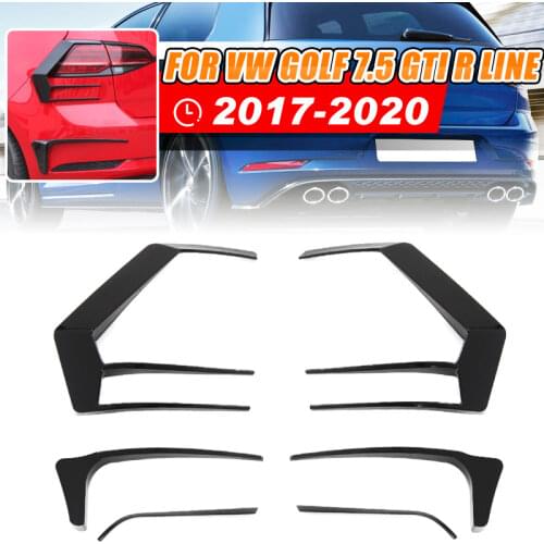 2PCS For VW Golf 7.5 MK7.5 GTI R Rline 2017-2020 Rear Bumper Splitter Canard Rear Spoiler Fog Lamp Trim Auto Exterior Parts