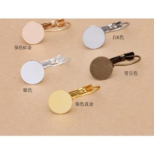 500pcs 8 10mm Flat Glue Pad Gold Silver Plated Antique Bronze Metal Earwire Leverback Earring Hooks Earring Findings Accessories