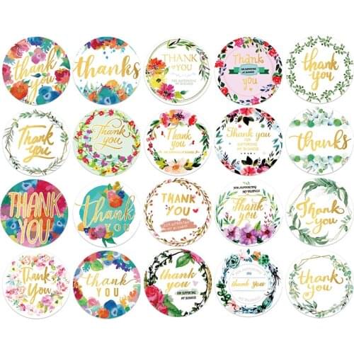 500pcs Flower Thank You Stickers Wedding Favors Packaging Stickers Party Handmade Card Envelope Seal Gifts Labels Stationery
