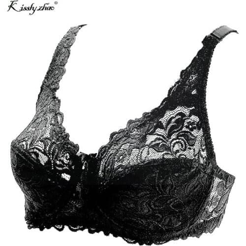 Womens Brand New 2018 Sexy Lace Women Bra Plus Size C D E Big Size Bralette Ultrathin Pure Cotton Brassiere 95E 100E Underwear