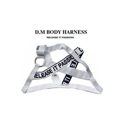 D.M Mens Shoulder Strap Bright Gold Silver Letter Personality Tide Chest Strap Performance Strap Muscle Man Decorating Party Sh