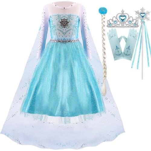 Girls Birthday Party Costumes Elsa Dress Kids Dress Up Elsa Cosplay Costume Children Masquerade Princess Party Fantasy Dress