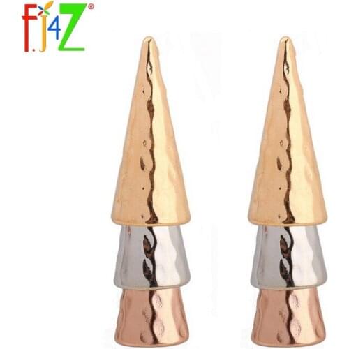 F.J4Z Hot Excellent Women 's Party Stud Earrings Fashion Stunning Elegant Polished Conical Alloy Earrings For Women Prom Show