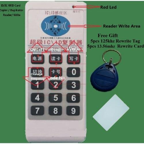Handhold 125Khz / 13.56MHZ ID IC RFID Card Copier Duplicator Reader Write 9 Frequecny Compatible M4305 5200 T5577 UID &5tag Card