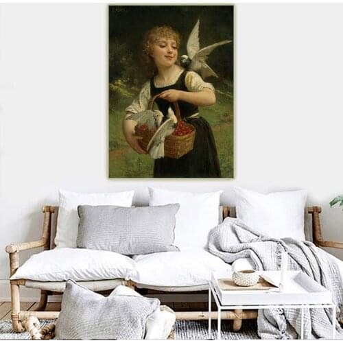 Holover Canvas Oil Painting Emile Munier"Messenger of Love"Academicism Classicism Aesthetic Wall Art Home Interior Decoration