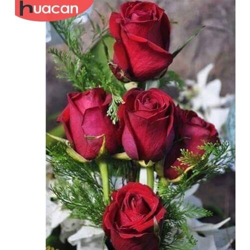 HUACAN 5D DIY Full Square Diamond Painting Flower Cross Stitch Rhinestone Mosaic Diamond Embroidery Sale Rose Home Decor Gift