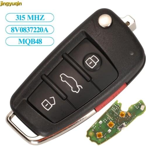 Jingyuqin Remote Car Key Fob Control ASK MQB48 315MHZ For Audi A3 Q3 A4 A6L Q5 Q7 8V0837220A No Blade Original Factory 3+1 BTNS