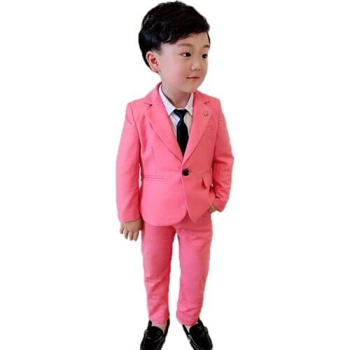 2019 Boys Gentleman Suits for Wedding Kids Birthday Gift Boys Dresses Suit Blazer+Pant 2pcs Clothing Sets Children Costume