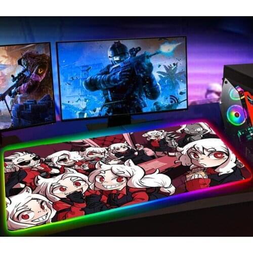 Helltaker Anime Mouse Pad RGB Laptop Gaming Accessiores Mousepad Mause Pad Rubber No-slip with Backlit Mausepad Mouse Mat 90x30