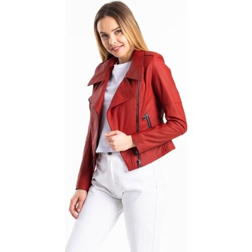 Burgundy Womens Genuine Leather Jacket