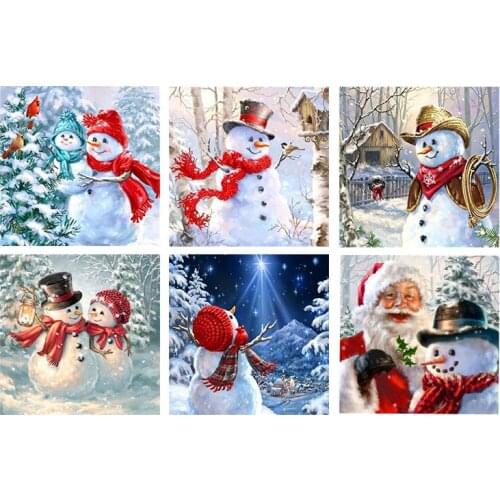 Square Drill Winter Snowman 5D DIY Diamond Embroidery Painting Diamond Cross Stitch Handmade Mosaic Art Children Gift