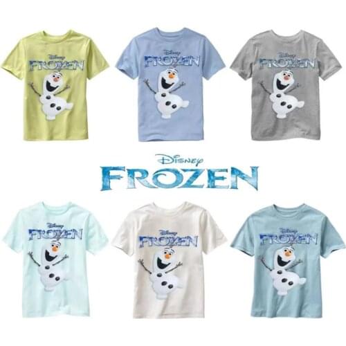 Summer Cartoon Disney Frozen Elk Sven Olaf Print Baby Boy Short Sleeve T Shirt Kid Girl T-Shirts Cotton Clothes Toddler Tops Tee