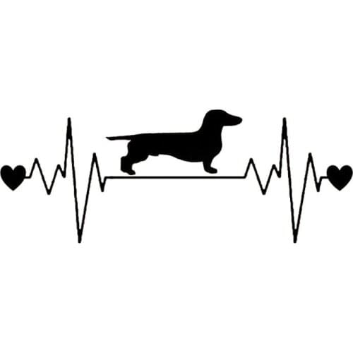 Cute Dachshund Heartbeat Car Sticker Pvc Car Decal Car Styling Truck Decoration Suitable for Various Cars Black/white, 20cm*8cm
