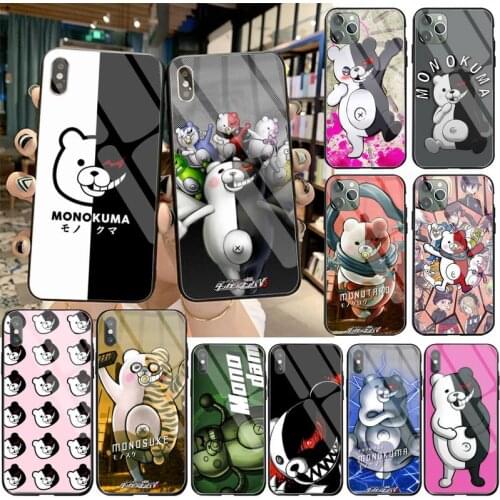 Cute Kumamon Danganronpa Monokuma Phone Case Tempered Glass For iPhone 12 pro max mini 11 Pro XR XS MAX 8 X 7 6S 6 Plus SE 2020