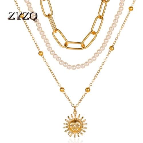 ZYZQ Fashion Sun Flower Pendant Necklace For Women Girls Charm Gold Color Elegant Beauty Necklace Boho Jewelry Party Gift