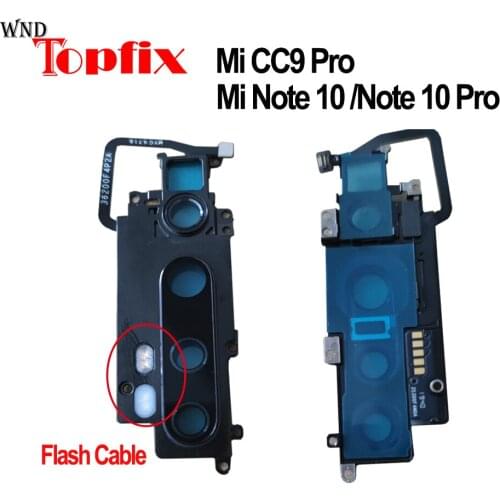 New Back Rear Camera Lens Glass With Frame For Xiaomi Mi CC9 Pro Camera Lens Frame With Flash Cable Mi Note 10 Pro Camera Lens
