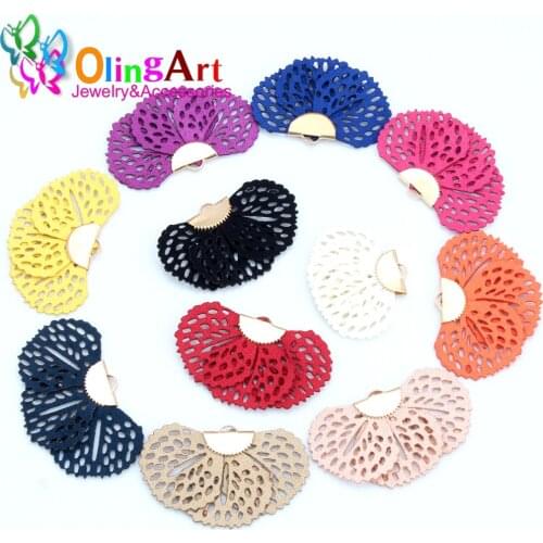 OlingArt 27*42MM 10pcs/lot Scalloped fabric For Keychain Cellphone Straps Jewelry making Charms DIY earring Tassels Accessories