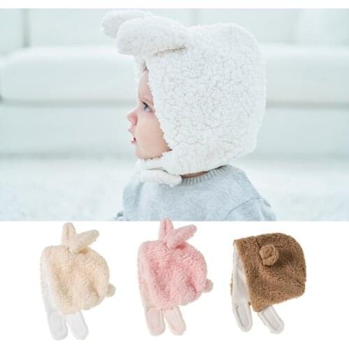 Autumn And Winter Baby Plush Beanie Hat Windproof Ear Protection Warm Hat Cute Rabbit Bear Ear Hat Baby Clothing Accessories