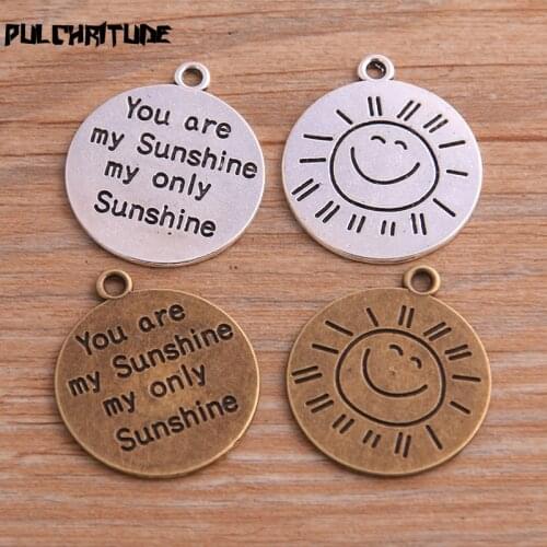 6pcs 24*28mm Two Color Metal Zinc Alloy Round Letter Charms Fit Jewelry Medical Plant Pendant Makings