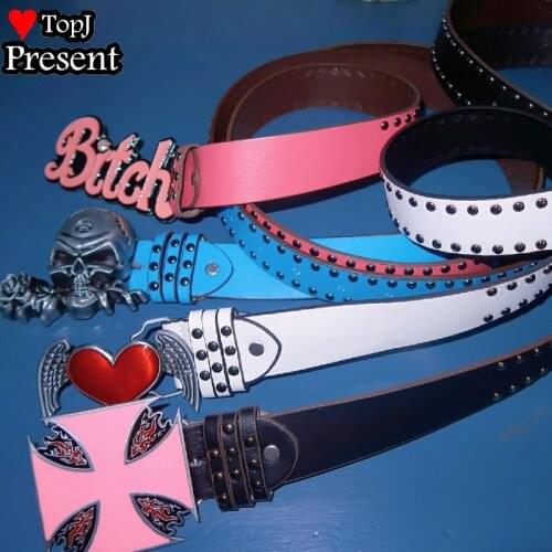Women Sweet Lolita Cosplay Candy Color Y2K Tuku spice girls Gothic Lolita Punk Studded skull Belt heart belt bungee equipment