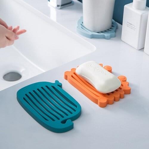Ocean Kingdom Silicone Whale Soap Box Drain Soap Pad Free Mouth Soap Pad Storage Box Crab Soap Box Bathroom Accessorie