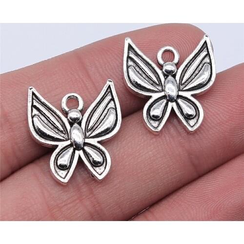 Tristana 8pcs 18x19mm Antique Silver Color Butterfly Charms Pendant For Jewelry Making DIY Jewelry Findings