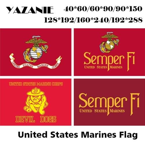 YAZANIE United States of American Army USMC Marine Corps SEMPERFI Flag Devil Dogs Army USA Polyster Flags with Brass Grommets
