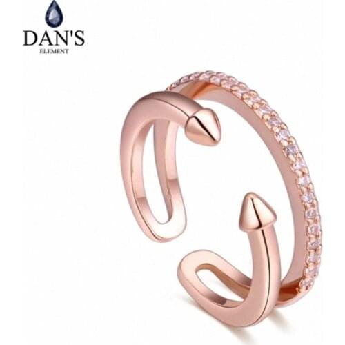 DANS Element Brand Real AAA Zirconia Micro Inlays Rose Gold Color Ring Party For Women Valentine Gift 129840