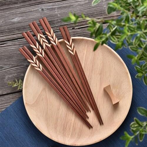 1Pair Japanese Style Reusable Wooden Chopsticks DIY Household Hotel Tableware Accessories