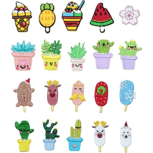 1pcs Diy Cactus Patches Badges for Clothing Iron Embroidered Patch Applique Iron on Patches Sewing Accessories on Clothes Bags