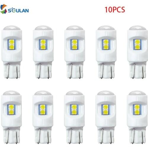 10pcs T10 Car Led Light W5W 194 168 3030*6SMD Ceramic Shell Automobile Signal Lamp Clearance Bulb White Blue 6000K 12V 5w Diode