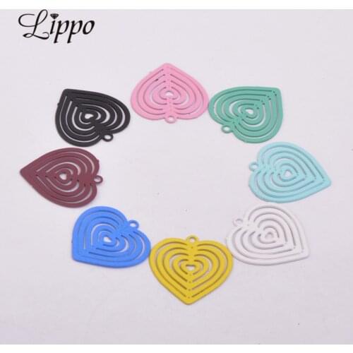 100pcs AC4412 15mm*15mm Multi heart charm Necklace earring bracelet Connector For Jewelry Making