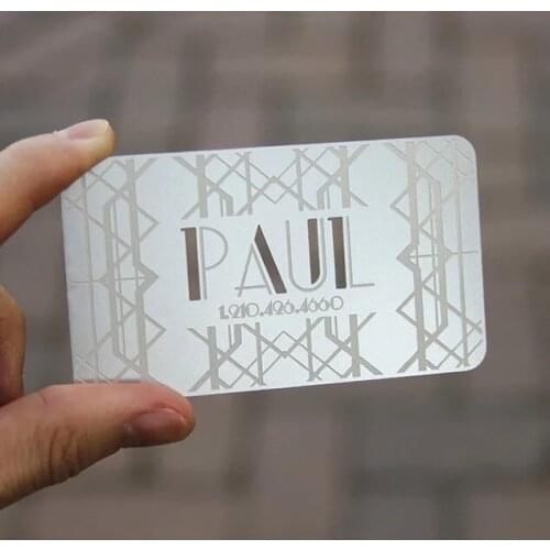 100pcs/lot)hole punched stainless steel metal business cards printing