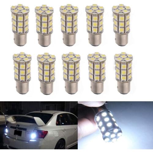 10X White 1157 BAY15D P21/5W 5050 27-SMD LED Tail Brake Stop Light 7528 2057 2357 12V 24V