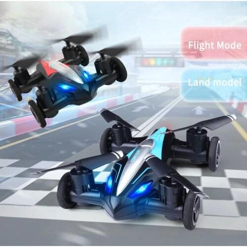 Handle Remote Control Mini Four-Axis Land And Air Dual Mode Flight Portable Plastic Toys Blue and Red with Light for Children