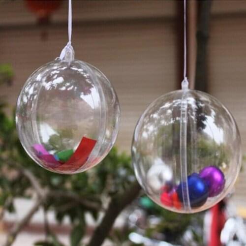 6 cm Can Open Clear Plastic Christmas Ball Ornament Candy Gift Box Hanging Balls For Xmas and Wedding Decoration