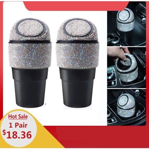 Crystal Diamond Car Trash Can Auto Organizer Storage Bag Car Garbage Bin Ashtray Dust Case Holder Auto Accessories