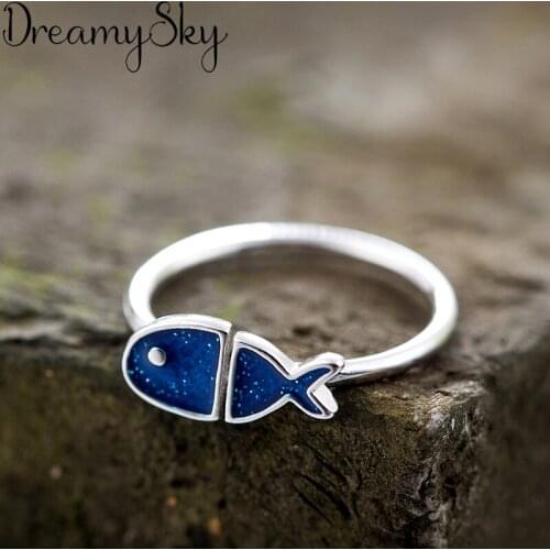 Bijoux Vintage Silver Color Fish Rings For Girl Ladies Adjustable Size Statement Ring Wedding Party Jewelry Anillos
