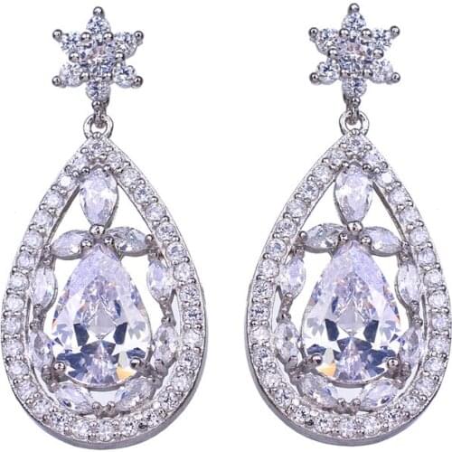 Bettyue Brand Fashion Elegance AAA Cubic Zircon Two Colors Personality Jewelry Earrings For Woman Florid Wedding Party Gift