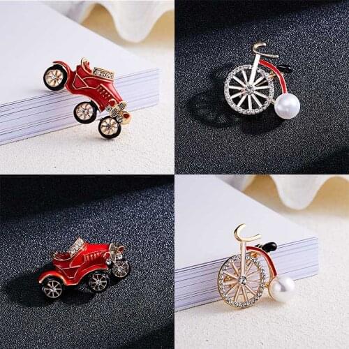 Trendy Cartoon Car Convertible / Bicycle Rhinestone Painting Oil Alloy Brooch Pin Fashion Jewelry T-shirt Dress Coat Brooch Pin