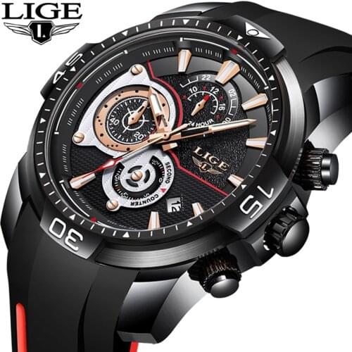 LIGE Mens Watches Top Brand Luxury Casual Leather Quartz Clock Male Sport Waterproof Watch Gift Gold Watch Men Relogio Masculino