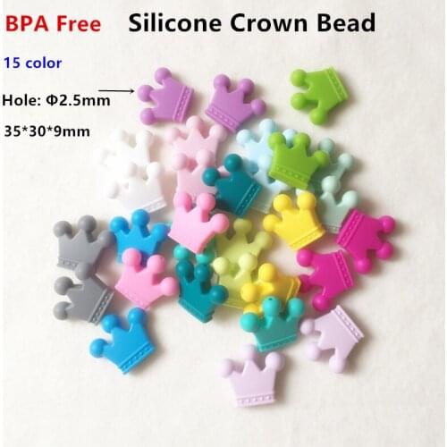 Chengkai 10pcs Silicone Crown Teether Beads DIY Baby Shower Chewing Jewelry Grasping Sensory Toy Teething Necklace Accessories