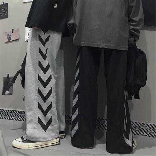 2021 Black Punk Trousers Cool Autumn Men Loose Couple Sweatpants Hip Hop Streetwear Male Straight Pants Funny Japan Gray Pants