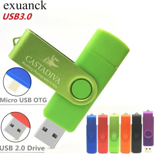 Custom Logo Colorful OTG 3.0 USB Flash Drive 8GB 16GB 32GB 64GB USB Stick Pen Drive High Speed Pendrive for Smart Phone/Laptop