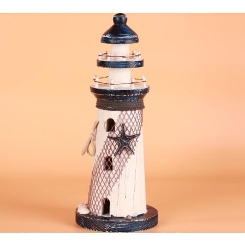 Wooden Lighthouse Figurine Solid Wood Lighthouse Home Ornaments Gift For Kids Home Decoration Desktop Accessories