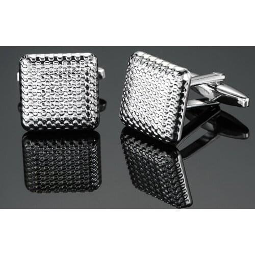 DY The new high quality brass sculpture square Silvery Cufflinks fashion Mens French shirt Cufflinks free shipping