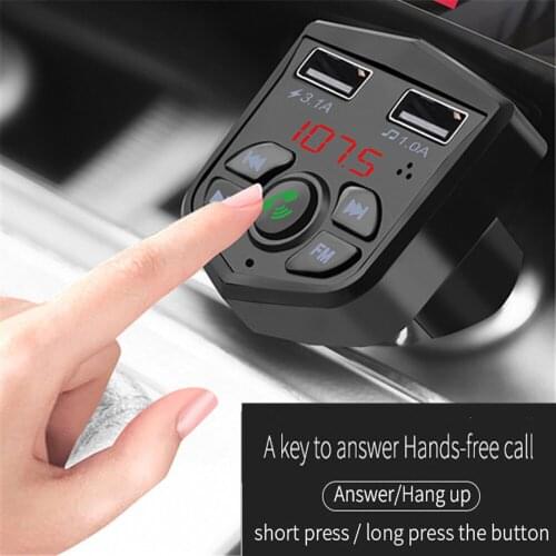 Voltage Digital display Car FM Transmitter Bluetooth 5.0 handsfree dual 2 USB phone Charger 3.1A 1A TF Card U disk MP3 player