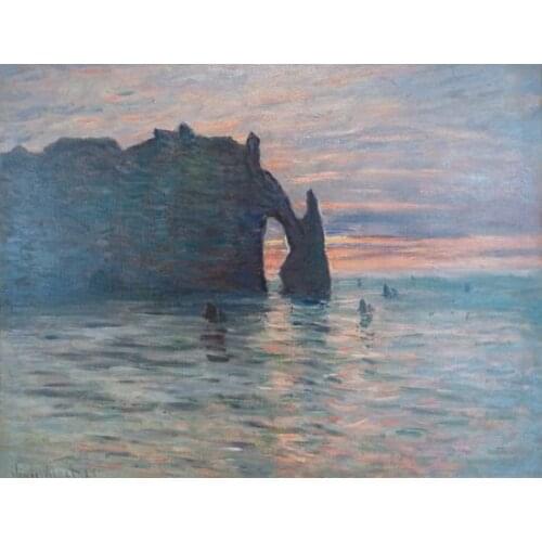 The Cliff Etretat Sunset Claude Famous Oil Paintings Reproduction Artwork Classic Seascape Sea Beach Pictures on Canvas Wall Art