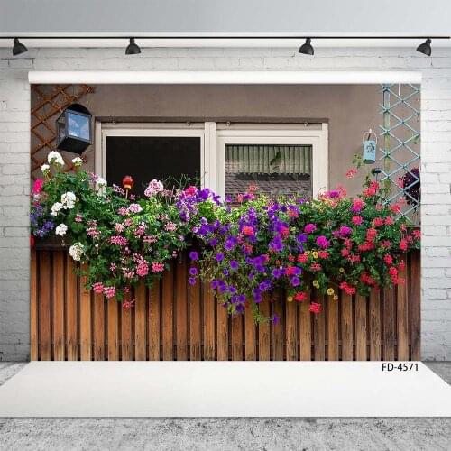Flowers Wooden Fence Photographic Background Customized Vinyl Backdrops Photo Studio for Children Baby Portrait Pets Photophone